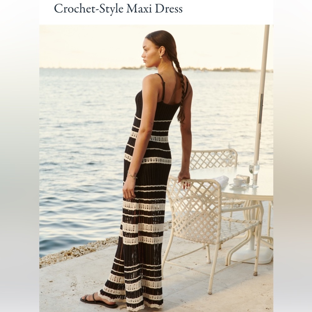 A&F crochet style maxis dress black